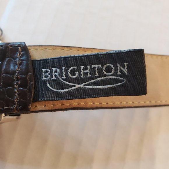 Brighton Belt Gold/Silver Tone Bangle Brown Leather Size M/30 - Picture 7 of 7